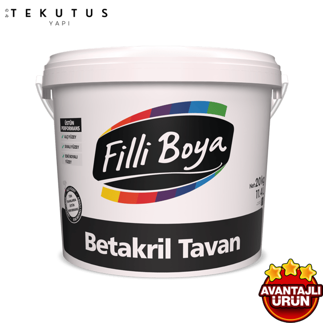 Filli Boya Betakril Küf-Nem Önleyici Tam Beyaz Tavan Boyası / 17.5 kg